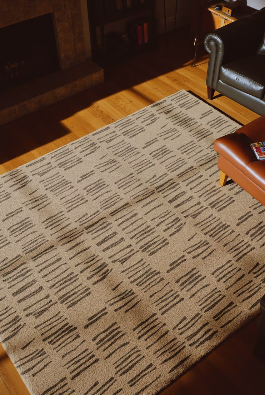 Bark Rug shown in an editorial setting