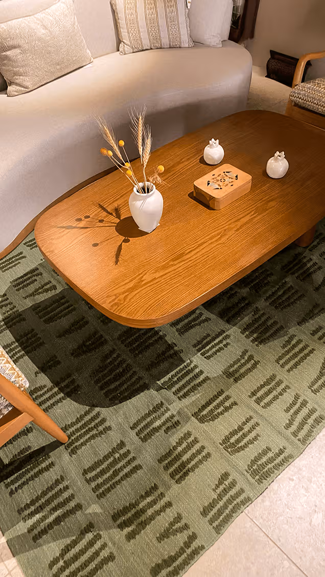 Bark Flatwoven Rug shown in an editorial setting