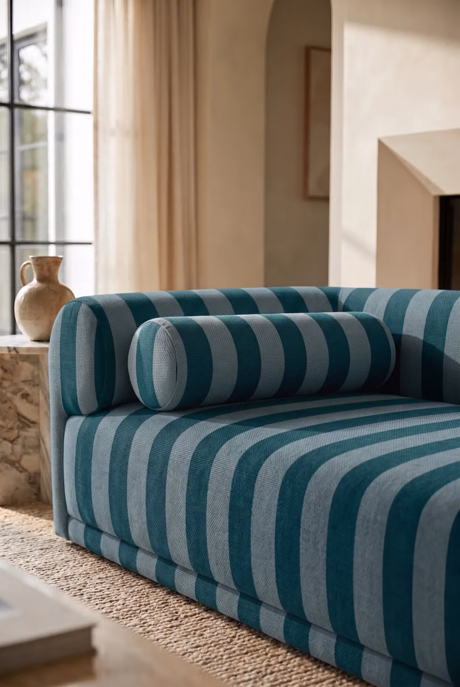 Strisce Fabric shown in an editorial setting