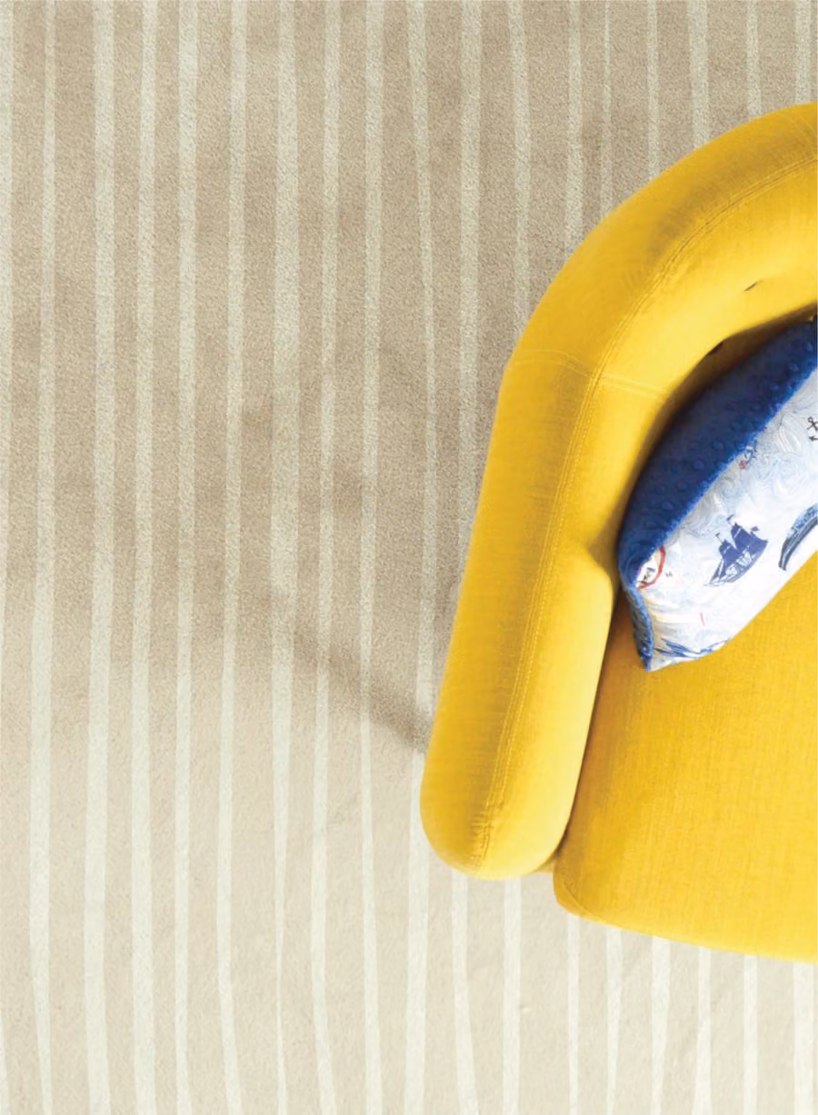 Schism Rug shown in an editorial setting