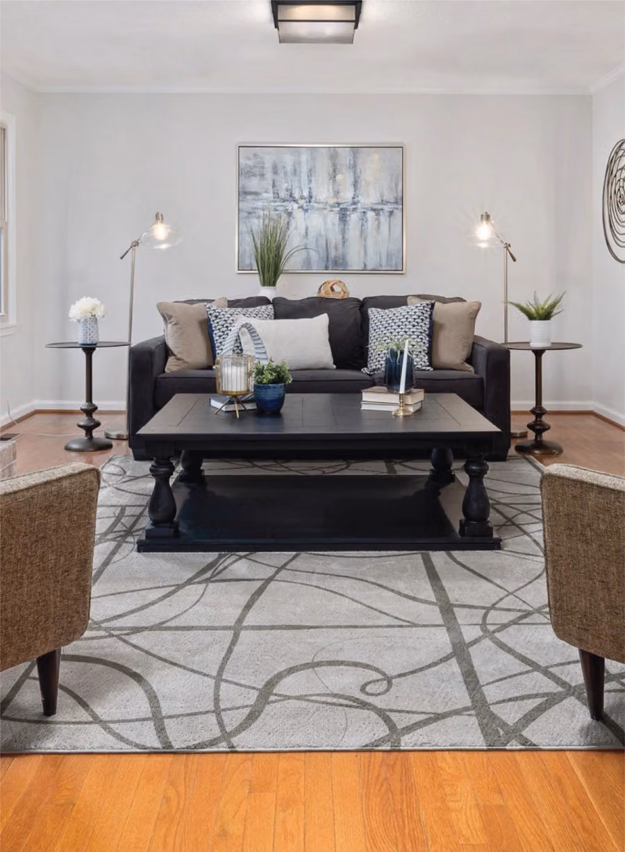 Groove Rug shown in an editorial setting