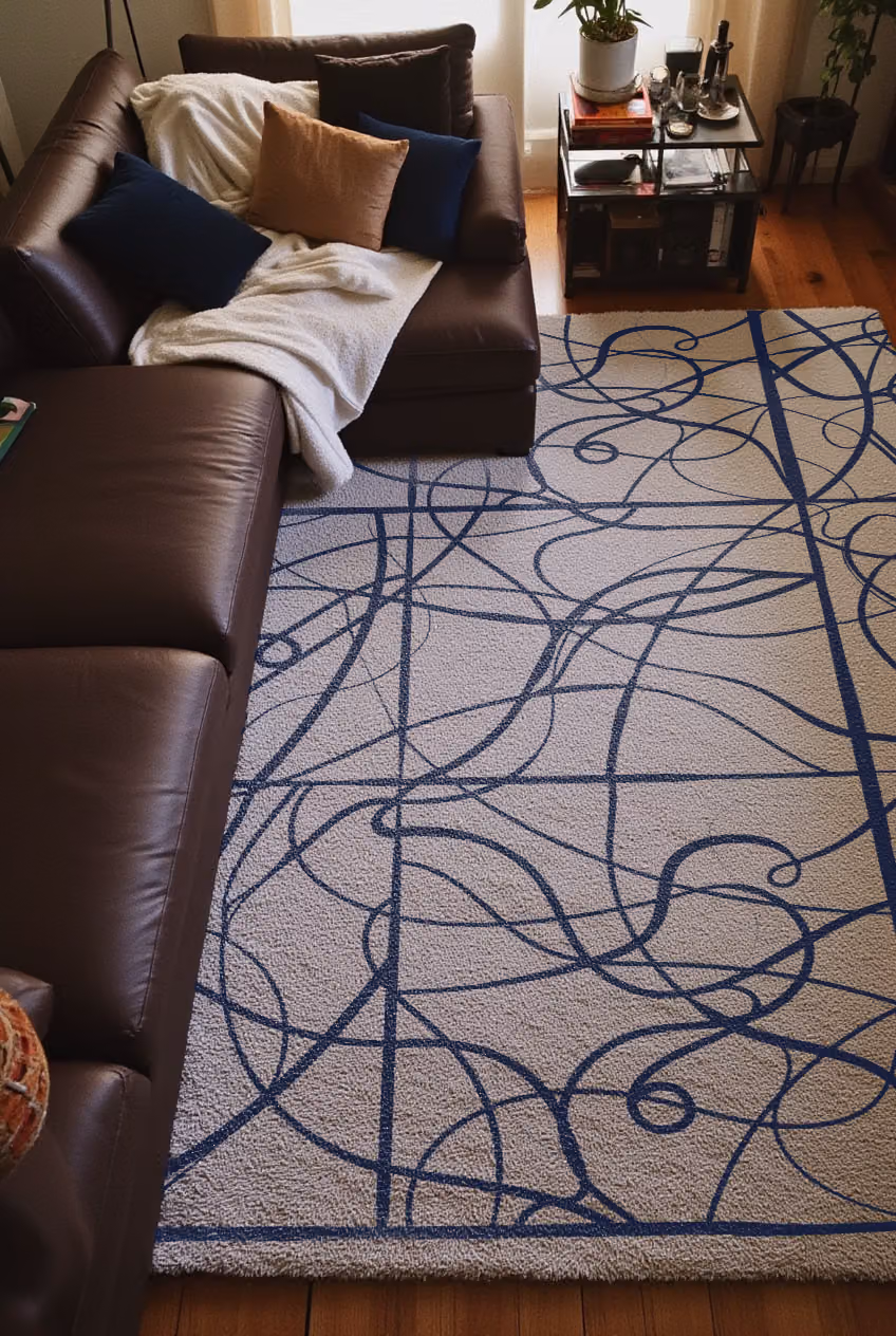 Groove Rug shown in an editorial setting